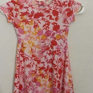 Blush Kids Dress with Red, Pink, and Yellow Floral Design